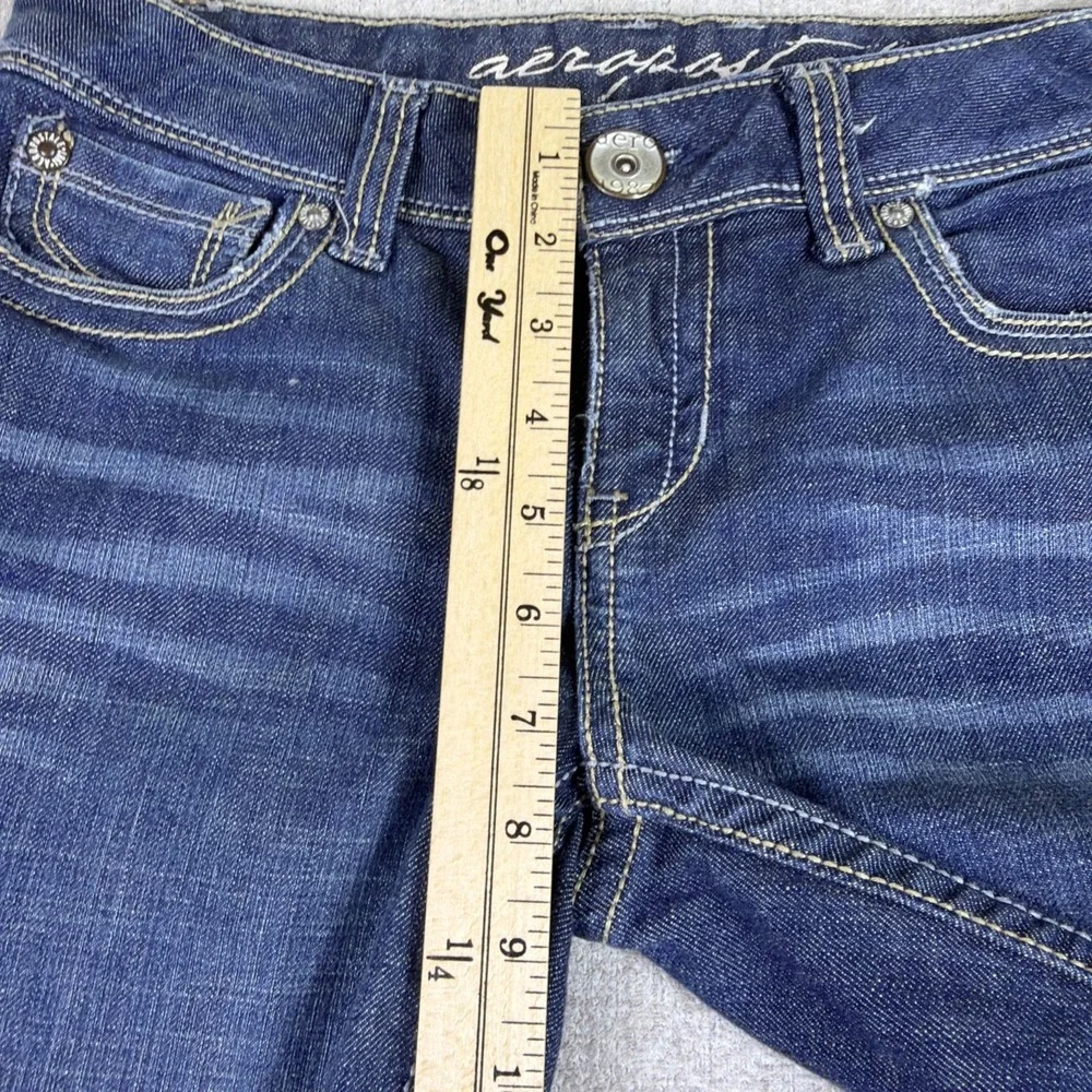 Aeropostale Jeans Girls Size 3/4‎ Blue Dark Wash Ankle Zipper Straight Leg